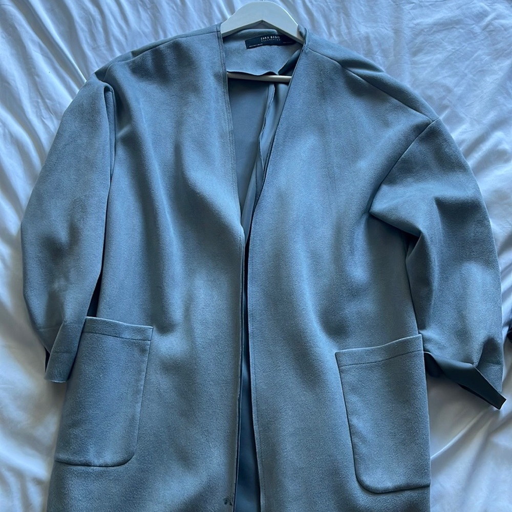 Oversized no button blazer suede material
